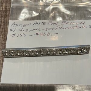 Silver Rhinestone Bar Brooch
